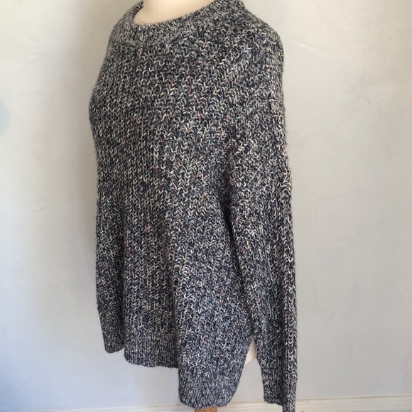 Aerie Black & Multi color Knit Sweater ribbed scoop neck cuffs & hem Size Medium - Picture 7 of 12